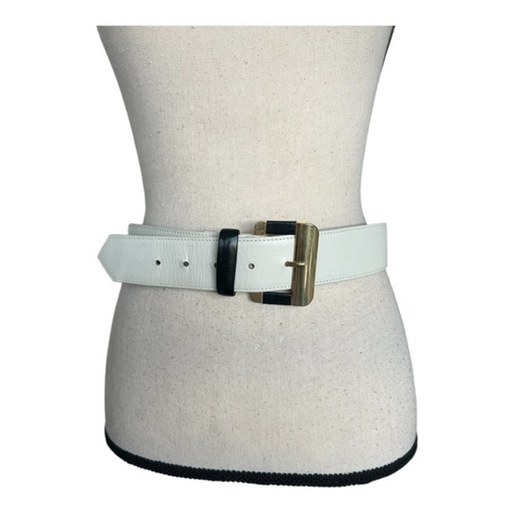 Mondi Accessories Vintage White Genuine Leather Fashion Waist Belt Size 14